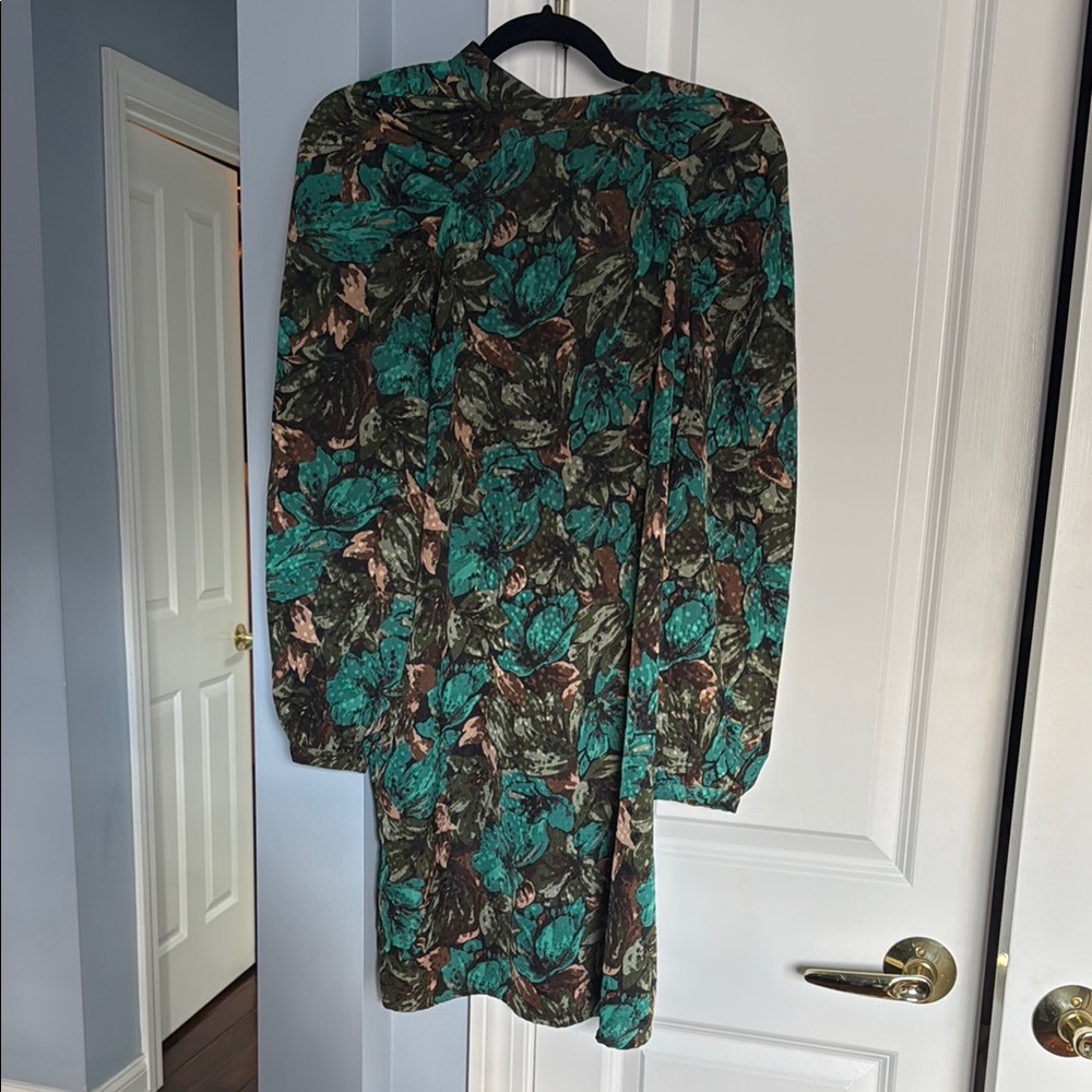 Floral Green and Brown Dress